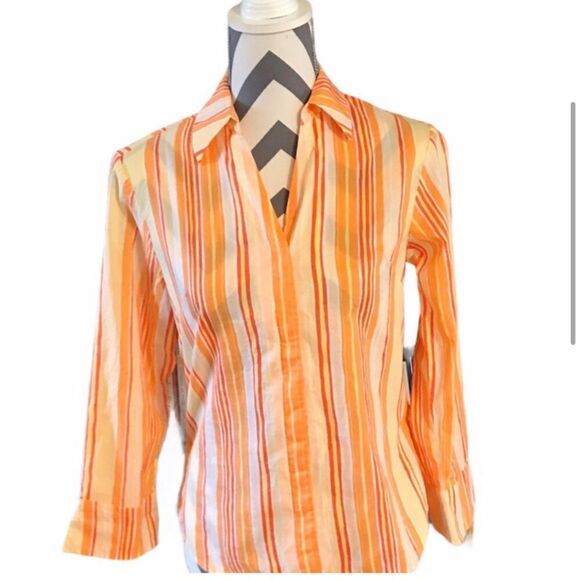 Coldwater Creek XS Cotton Top Orange/Yellow/White - Picture 3 of 5
